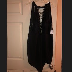 Black Ring Drape Bodycon Dress